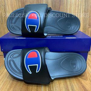CHAMPION Unisex Men's Mega Slide, Black/Blue, Various Sizes